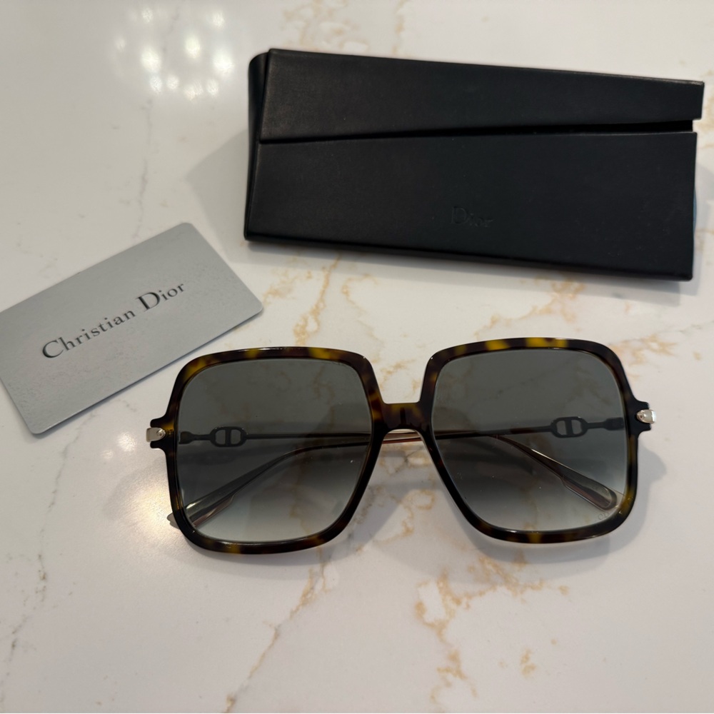 DIOR BROWN TORTOISE SQUARE SUNGLASSES - Picture 10 of 10